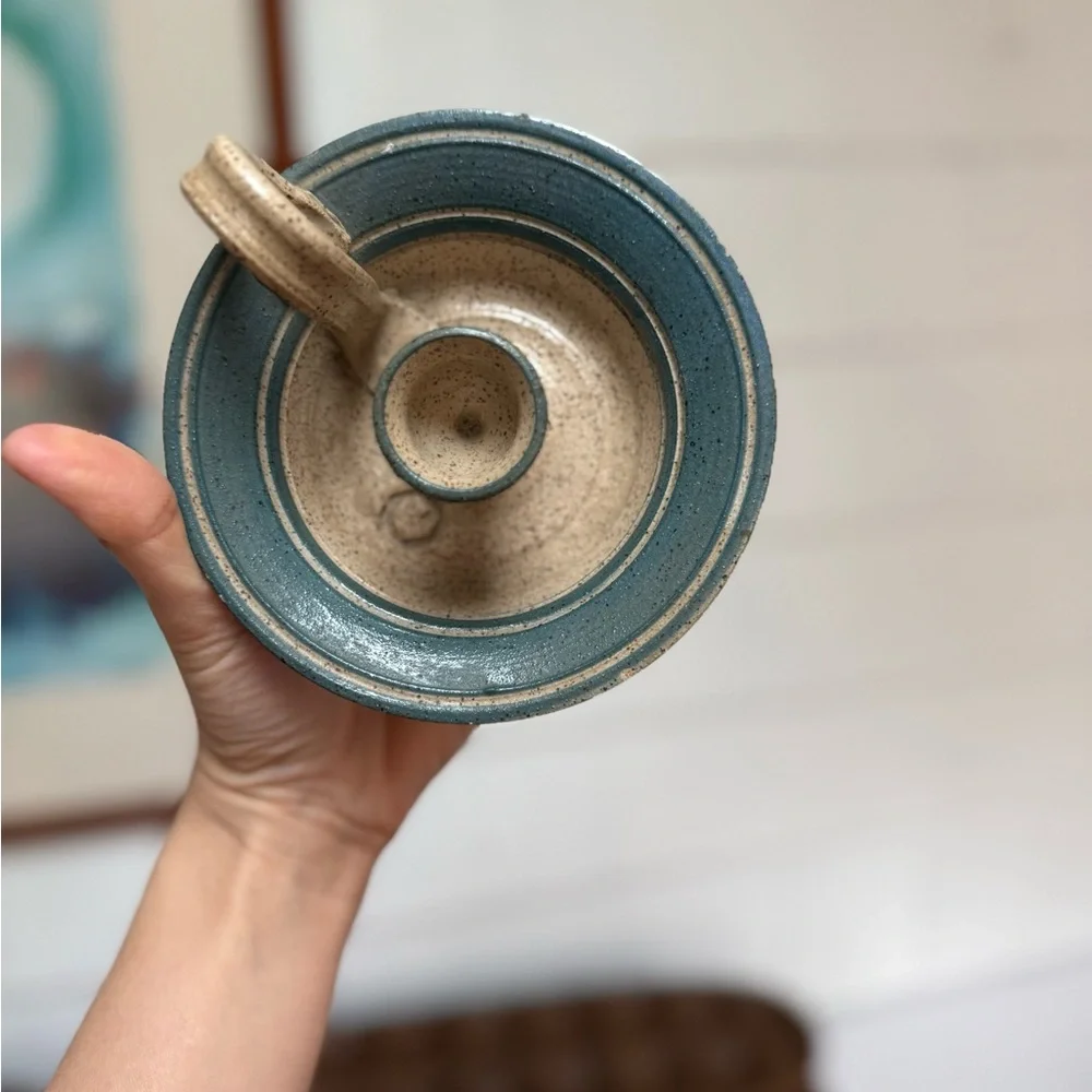 The Potter's Mark Pottery Signed Chamber Candle Stick Holder Made In USA 1990 - Picture 7 of 7